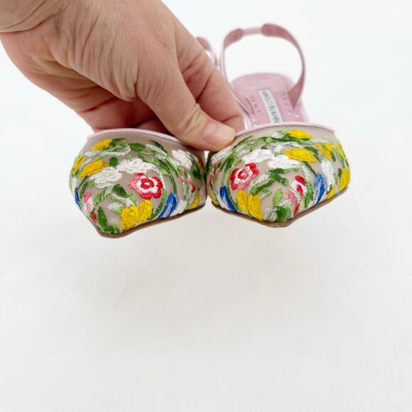 Manolo Blahnik Pink Floral Heels - Picture 9 of 14